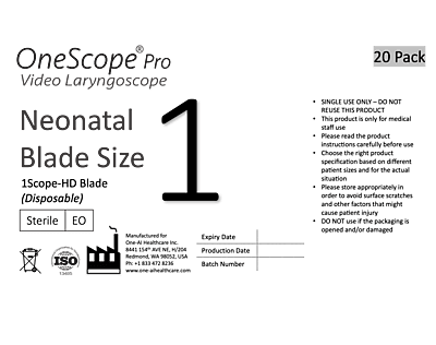 Pro - Neonatal Size 1 Blade - 20 Pack