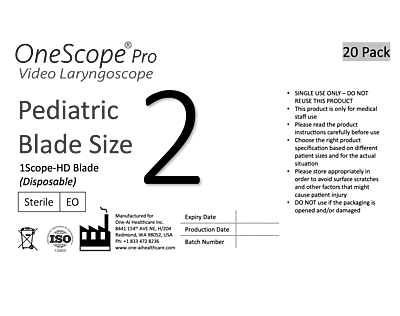 Pro - Pediatric Size 2 Blade - 20 Pack
